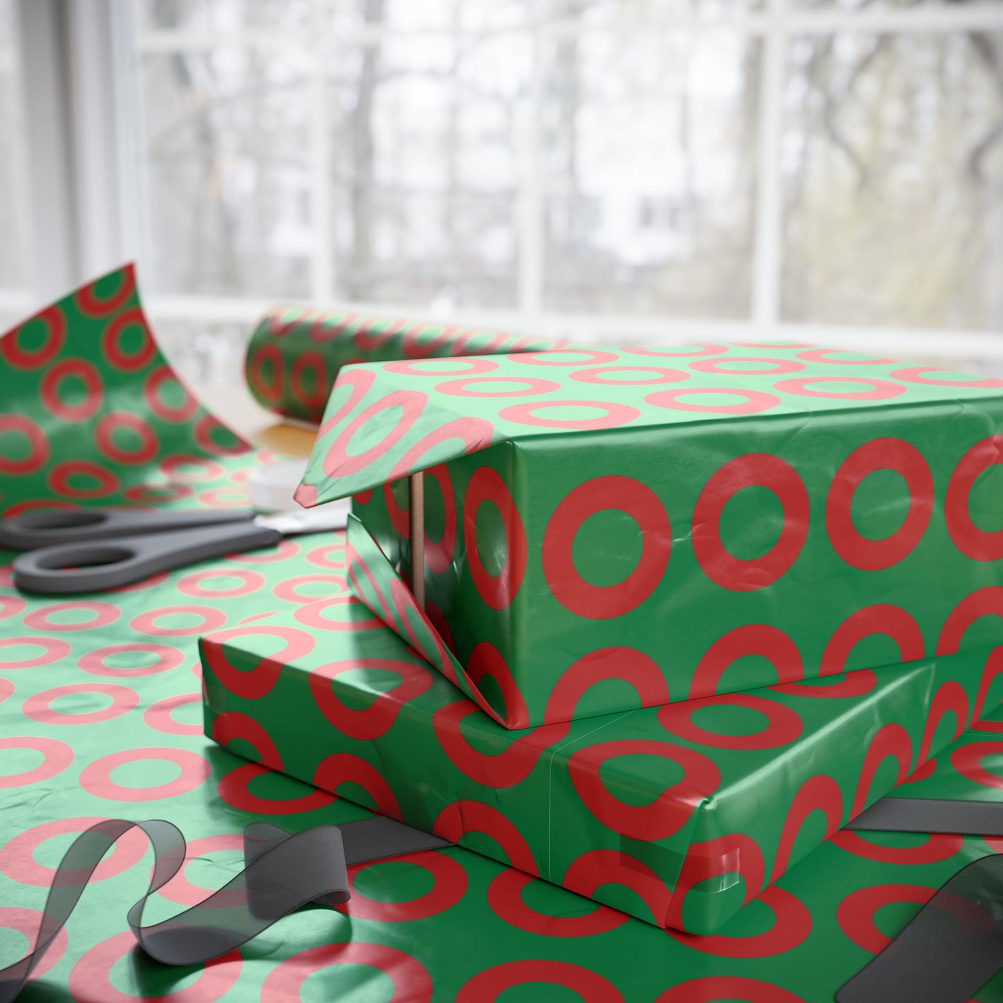 Donut Holiday Wrapping Paper Red/Green, 3 sizes