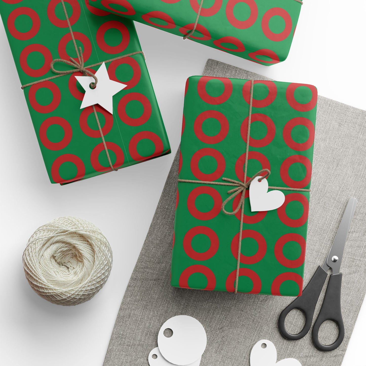 Donut Holiday Wrapping Paper Red/Green, 3 sizes